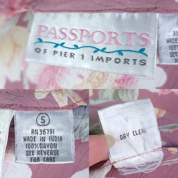 Vintage 90s Large Collar Floral Flowy Hem Blouse Lavender Passports S - Picture 10 of 11